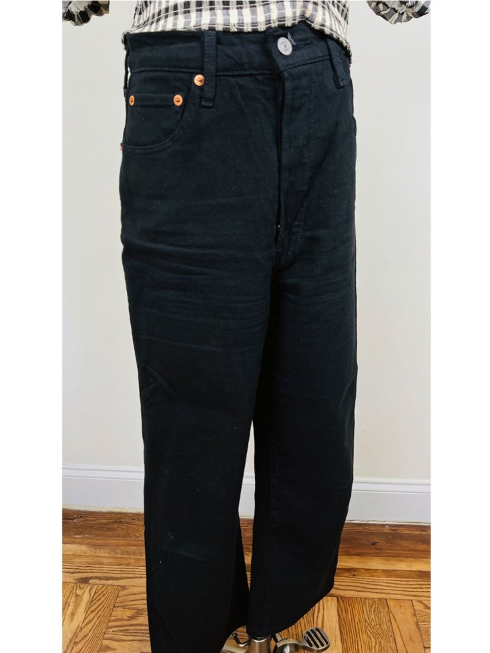 Levi’s Ribcage Straight Ankle Jeans Women’s 27 Black High Rise Denim